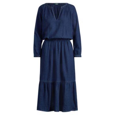 Ralph Lauren Linen-blend Midi Dress Aegean Wash 4p