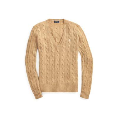 Ralph Lauren Cable-knit V-neck Sweater Camel