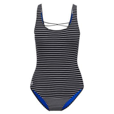 Ralph Lauren Striped Lace-up-back Swimsuit Black