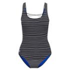 Ralph Lauren Striped Lace-up-back Swimsuit Black