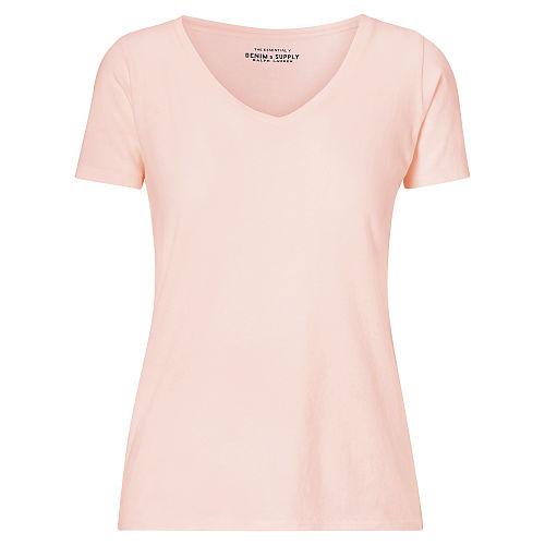Ralph Lauren Denim & Supply Cotton V-neck Tee Petal Pink
