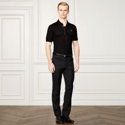 Ralph Lauren Custom Fit Piqu Polo Shirt Black