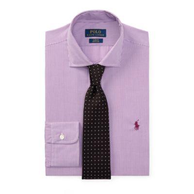 Ralph Lauren Slim Fit Easy Care Dress Shirt 1904 Purple/white