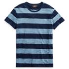 Ralph Lauren Rrl Indigo Striped Cotton T-shirt