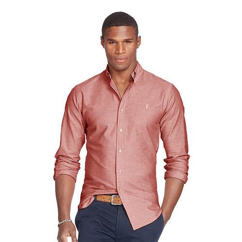 Polo Ralph Lauren Slim Stretch Oxford Shirt S Orange/white