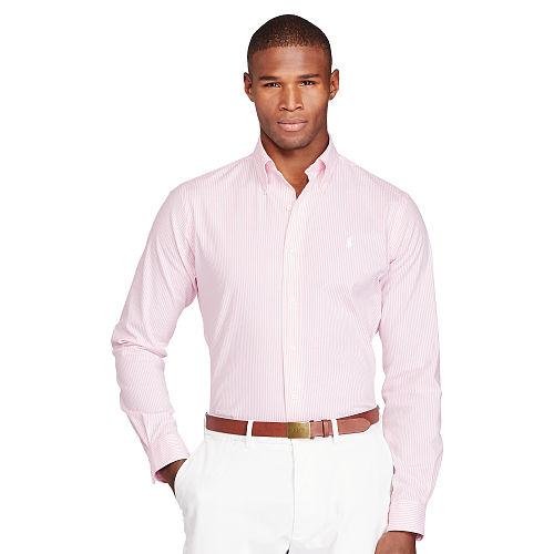 Ralph Lauren Polo Golf Performance Seersucker Shirt Pale Rose/white