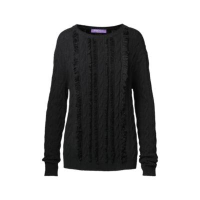 Ralph Lauren Fringed Cable Cashmere Sweater Black