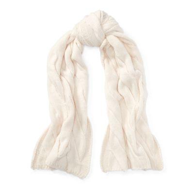 Ralph Lauren Rope Cable-knit Wool Scarf Antique Cream