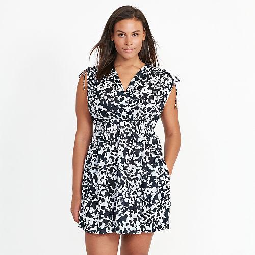 Ralph Lauren Lauren Woman Floral-print Cotton Cover-up Black And White