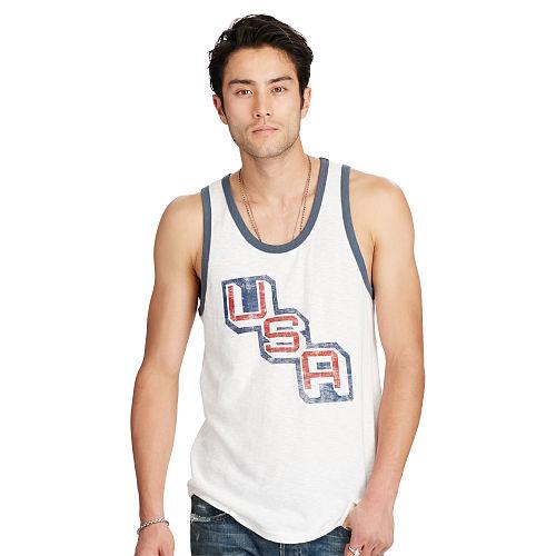 Ralph Lauren Denim & Supply Cotton Jersey Graphic Tank Antique White