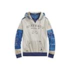 Ralph Lauren Patchwork Cotton Jersey Hoodie Navy/grey Heather Multi