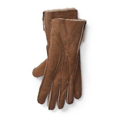 Ralph Lauren Shearling Side-zip Gloves Taupe Holiday