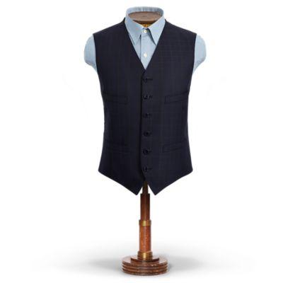 Ralph Lauren Windowpane Wool Dobby Vest Navy Multi