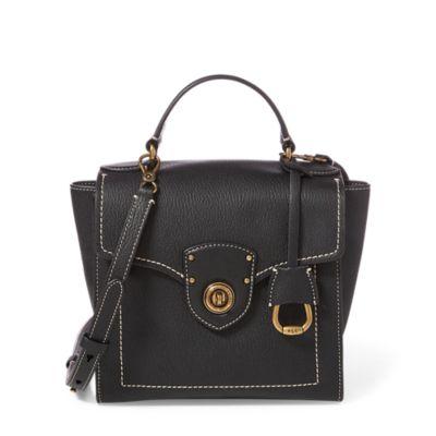 Ralph Lauren Leather Crossbody Satchel Bag Black