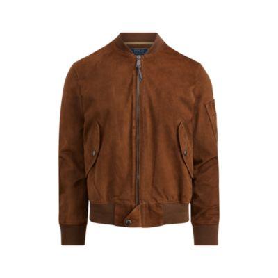 Ralph Lauren Suede Bomber Jacket Country Brown