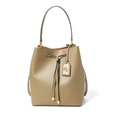 Ralph Lauren Leather Debby Drawstring Tote Sage/caramel
