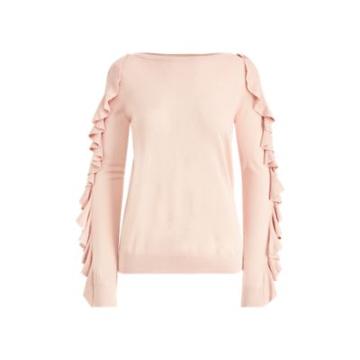 Ralph Lauren Ruffled Silk-blend Sweater Demure Pink