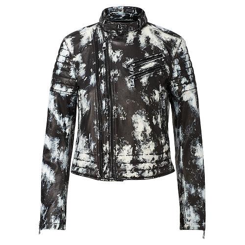 Polo Ralph Lauren Painted Leather Moto Jacket Polo Black