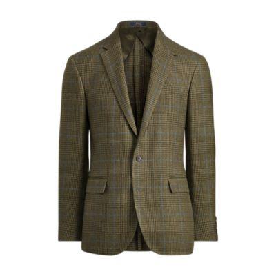 Ralph Lauren Polo Glen Plaid Sport Coat Olive And Green W/blue