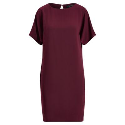 Ralph Lauren Back-pleated Twill Shift Dress Red Sangria