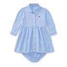 Ralph Lauren Striped Knit Oxford Dress Harbor Island Blue/white 12m