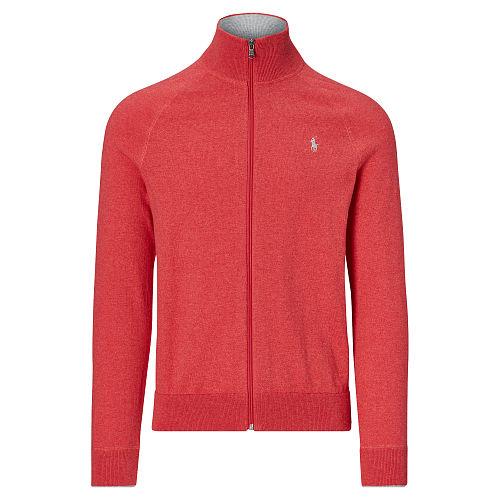 Polo Ralph Lauren Cotton Full-zip Sweater Starboard Red Heather