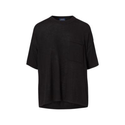 Ralph Lauren Boxy Cashmere Pocket Tee Polo Black