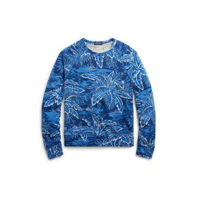 Ralph Lauren Cotton Spa Terry Sweatshirt Blue Beach Surfer Floral