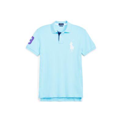 Ralph Lauren Custom Slim Fit Mesh Polo Hammond Blue