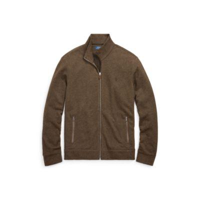 Ralph Lauren Cotton-blend-fleece Jacket Olive Heather Tweed 3x Big