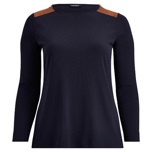 Ralph Lauren Lauren Woman Zip-shoulder Crewneck Top