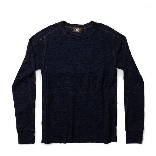 Ralph Lauren Rrl Indigo Waffle Cotton Pullover Rinse Blue Indigo
