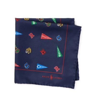 Ralph Lauren Collegiate Silk Pocket Square Navy