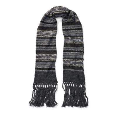 Ralph Lauren Striped Fair Isle Scarf Charcoal Tonal