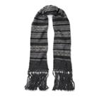 Ralph Lauren Striped Fair Isle Scarf Charcoal Tonal