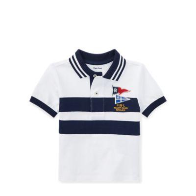 Ralph Lauren Featherweight Mesh Polo Shirt White/newport Navy 24m