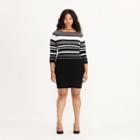 Ralph Lauren Lauren Woman Striped Stretch Cotton Dress Black Multi
