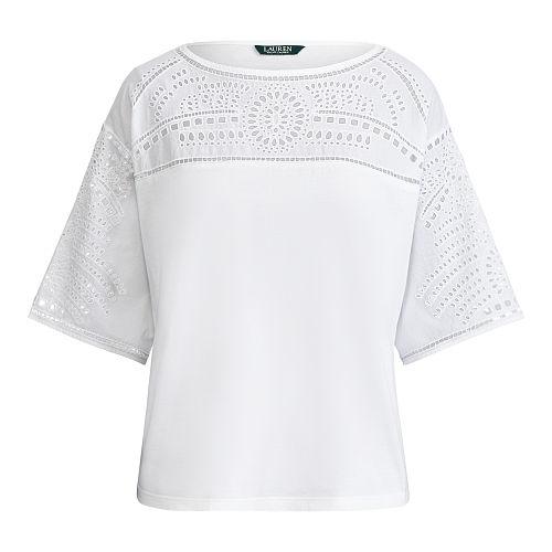 Ralph Lauren Lauren Petite Eyelet-embroidered Top White