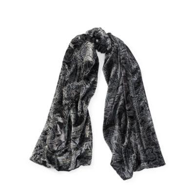 Ralph Lauren Paisley Burn-out Velvet Scarf Black