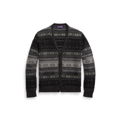 Ralph Lauren Fair Isle Cashmere Cardigan Medium Grey