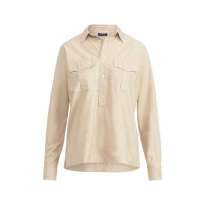 Ralph Lauren Cotton Twill Dolman Shirt Audubon Tan