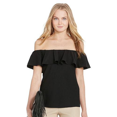 Polo Ralph Lauren Ruffled Off-the-shoulder Top Polo Black