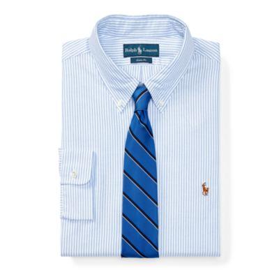 Ralph Lauren Custom Fit Oxford Dress Shirt Blue Night / White
