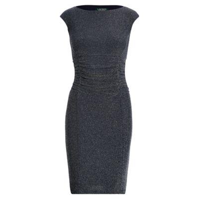 Ralph Lauren Metallic Cutout-back Dress Navy-silver