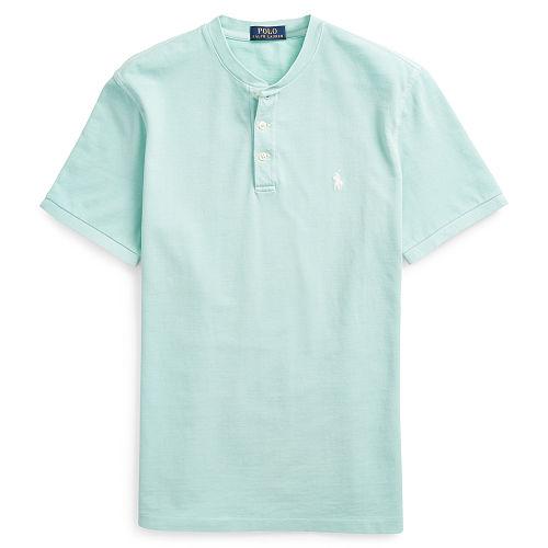 Polo Ralph Lauren Custom Fit Cotton Mesh Henley Bayside Green