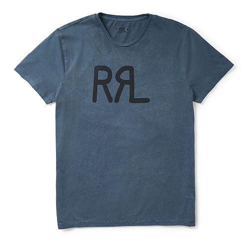 Ralph Lauren Rrl Cotton Jersey Graphic T-shirt Faded Ranch Blue