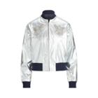 Ralph Lauren Juliet Beaded Leather Bomber Platinum