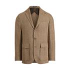 Ralph Lauren Morgan Tick-weave Suit Jacket Brow/tan W/green And Oran