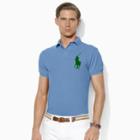 Ralph Lauren Custom Fit Mesh Polo Shirt Harbor Island Blue