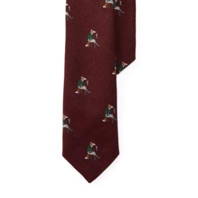 Ralph Lauren Fox Wool-silk Narrow Tie Wine